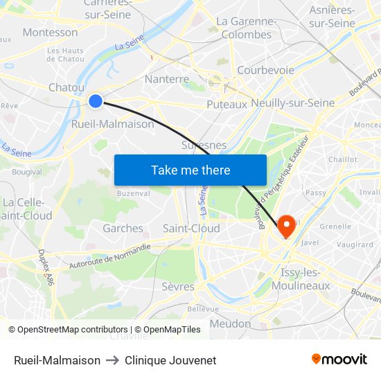 Rueil-Malmaison to Clinique Jouvenet map