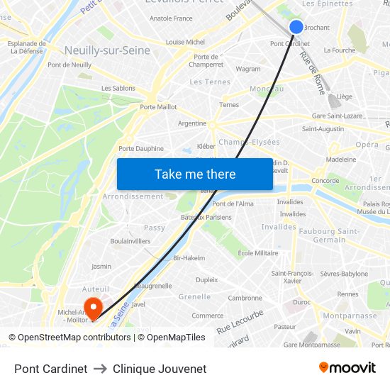 Pont Cardinet to Clinique Jouvenet map