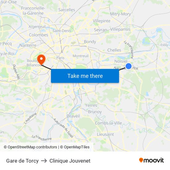Gare de Torcy to Clinique Jouvenet map