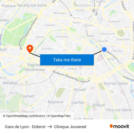 Gare de Lyon - Diderot to Clinique Jouvenet map