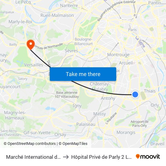 Marché International de Rungis to Hôpital Privé de Parly 2 Le Chesnay map