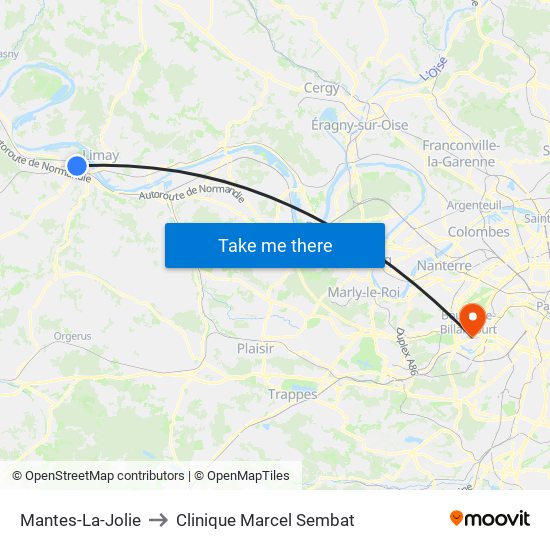 Mantes-La-Jolie to Clinique Marcel Sembat map