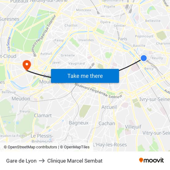 Gare de Lyon to Clinique Marcel Sembat map
