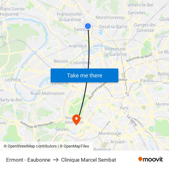 Ermont - Eaubonne to Clinique Marcel Sembat map