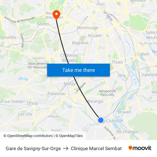 Gare de Savigny-Sur-Orge to Clinique Marcel Sembat map