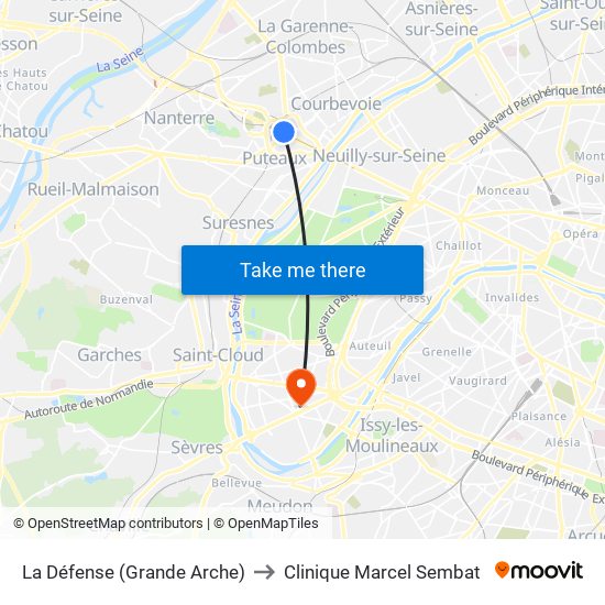 La Défense (Grande Arche) to Clinique Marcel Sembat map