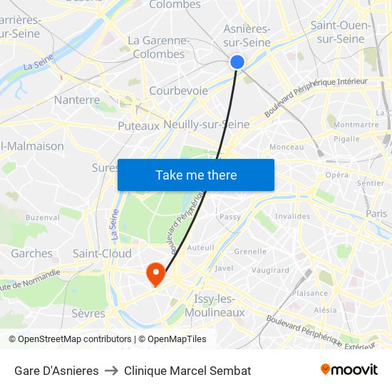 Gare D'Asnieres to Clinique Marcel Sembat map