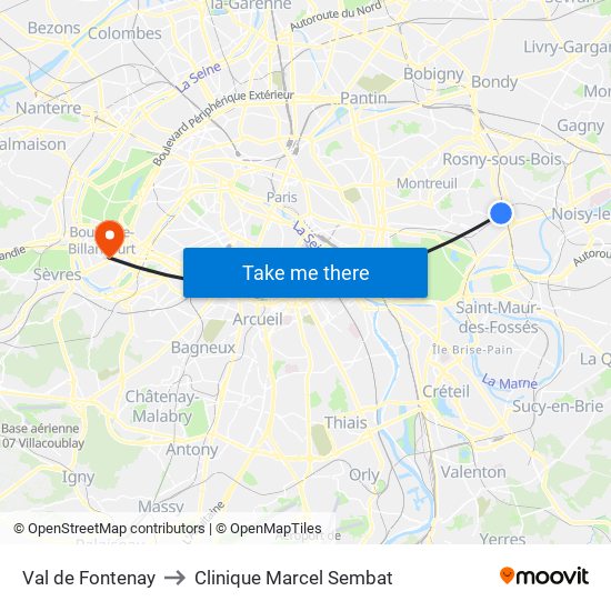 Val de Fontenay to Clinique Marcel Sembat map