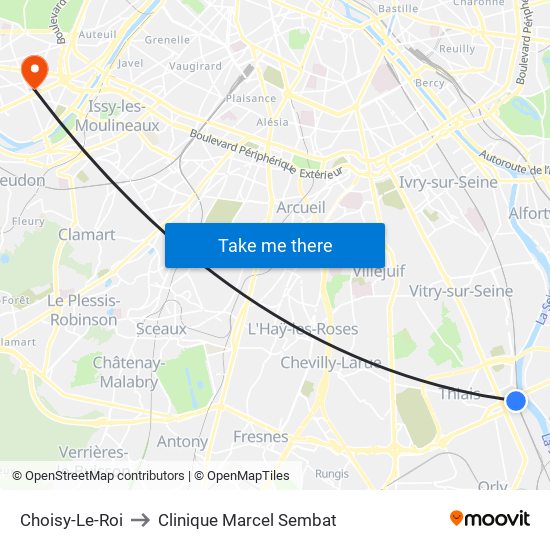 Choisy-Le-Roi to Clinique Marcel Sembat map