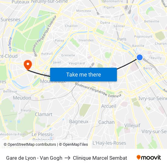 Gare de Lyon - Van Gogh to Clinique Marcel Sembat map