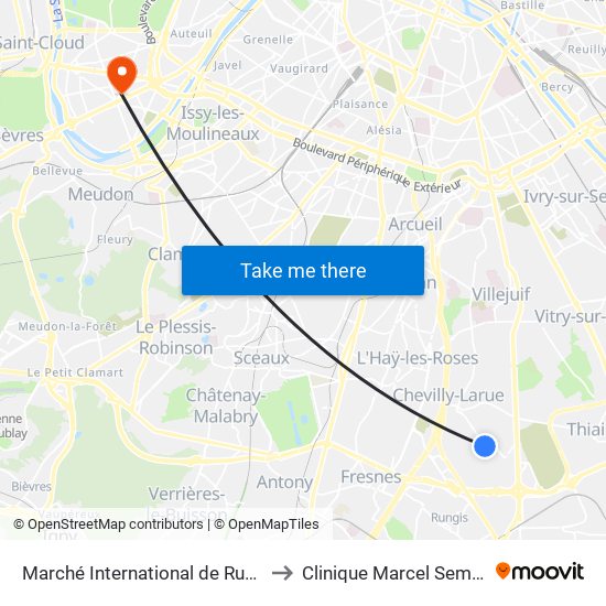 Marché International de Rungis to Clinique Marcel Sembat map