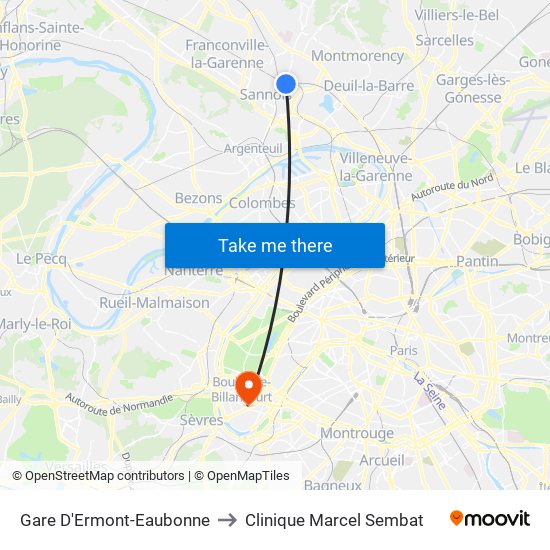 Gare D'Ermont-Eaubonne to Clinique Marcel Sembat map