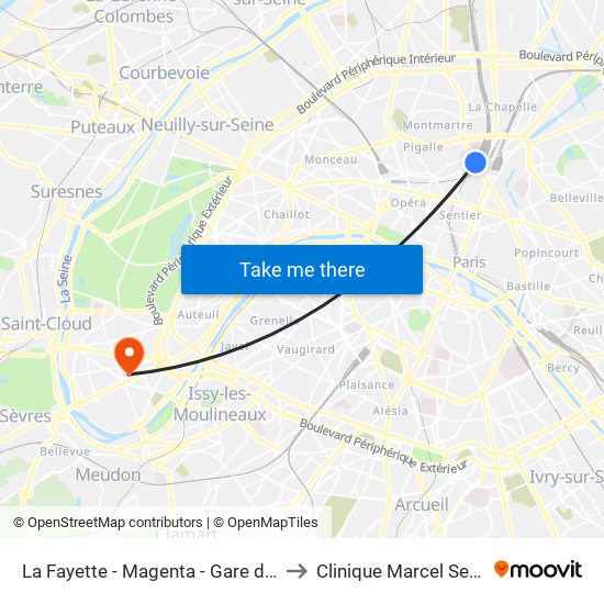 La Fayette - Magenta - Gare du Nord to Clinique Marcel Sembat map