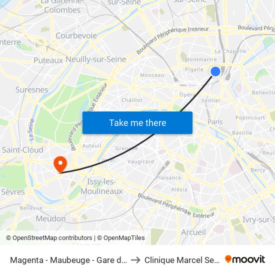 Magenta - Maubeuge - Gare du Nord to Clinique Marcel Sembat map