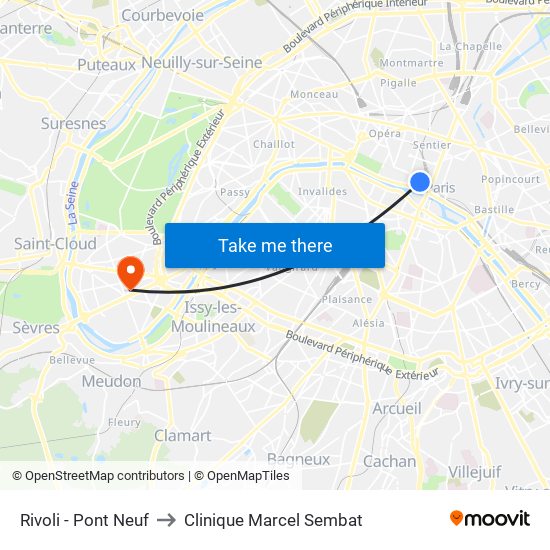 Rivoli - Pont Neuf to Clinique Marcel Sembat map