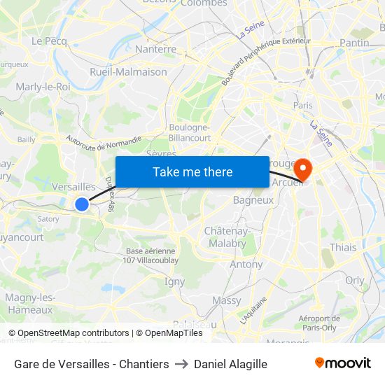 Gare de Versailles - Chantiers to Daniel Alagille map