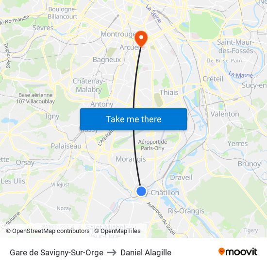 Gare de Savigny-Sur-Orge to Daniel Alagille map