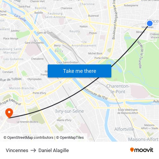 Vincennes to Daniel Alagille map