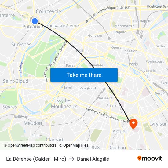 La Défense (Calder - Miro) to Daniel Alagille map