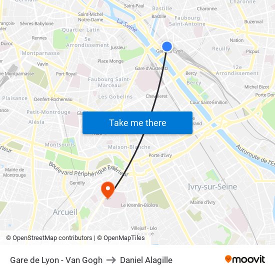 Gare de Lyon - Van Gogh to Daniel Alagille map