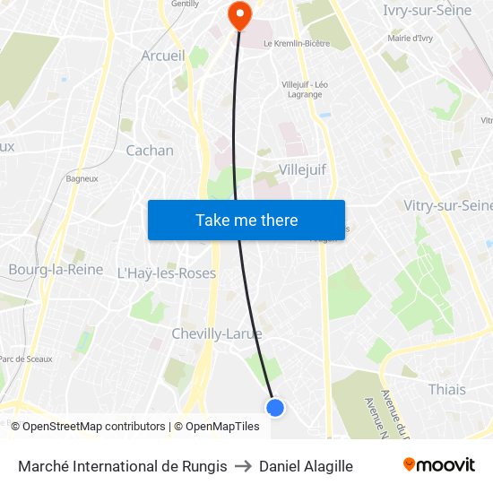 Marché International de Rungis to Daniel Alagille map