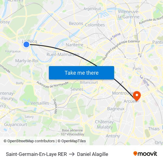 Saint-Germain-En-Laye RER to Daniel Alagille map