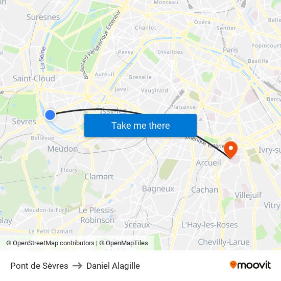 Pont de Sèvres to Daniel Alagille map