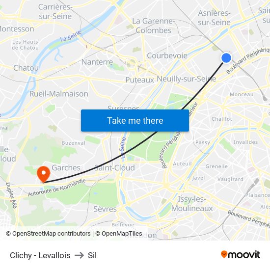 Clichy - Levallois to Sil map