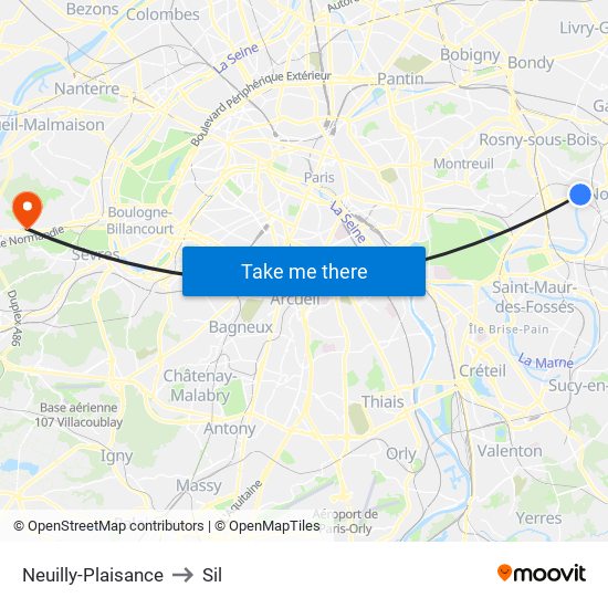 Neuilly-Plaisance to Sil map