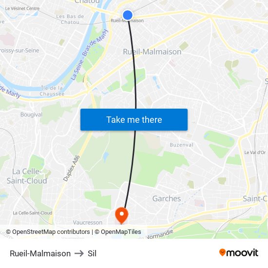 Rueil-Malmaison to Sil map