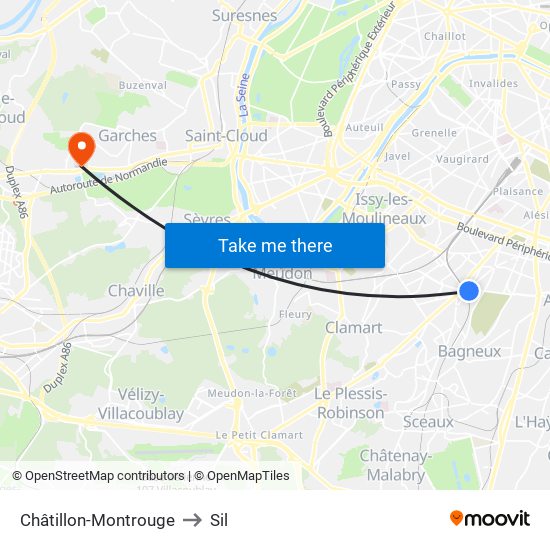 Châtillon-Montrouge to Sil map