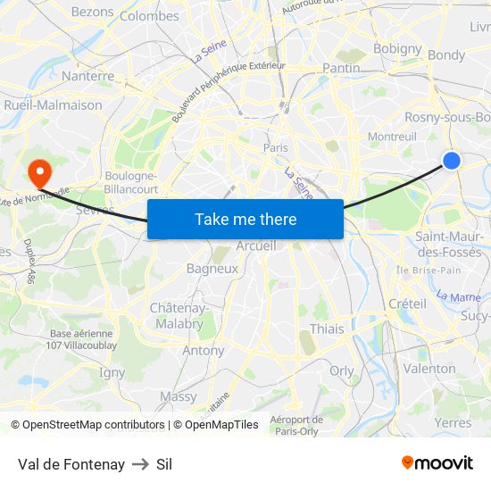 Val de Fontenay to Sil map