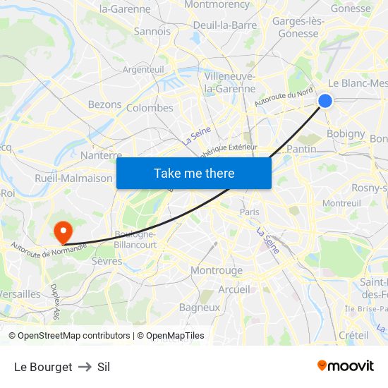 Le Bourget to Sil map