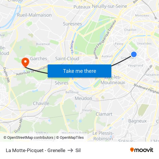 La Motte-Picquet - Grenelle to Sil map