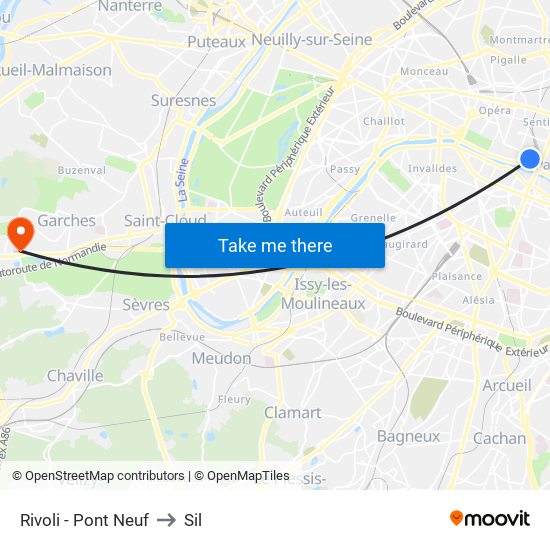 Rivoli - Pont Neuf to Sil map