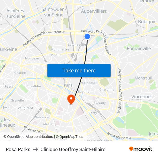 Rosa Parks to Clinique Geoffroy Saint-Hilaire map