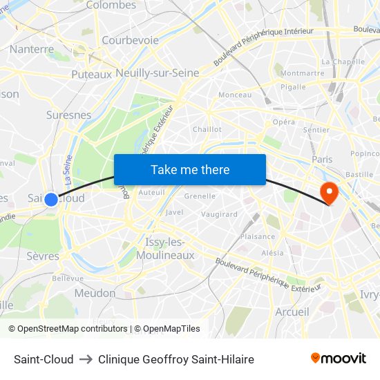 Saint-Cloud to Clinique Geoffroy Saint-Hilaire map