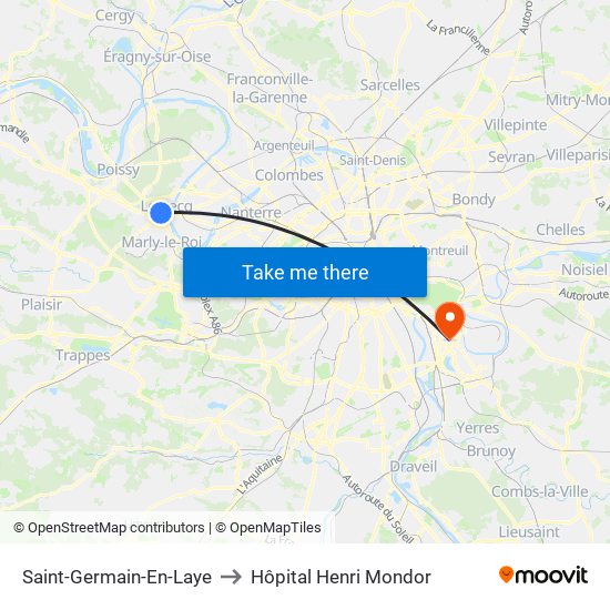Saint-Germain-En-Laye to Hôpital Henri Mondor map
