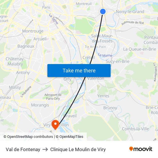 Val de Fontenay to Clinique Le Moulin de Viry map