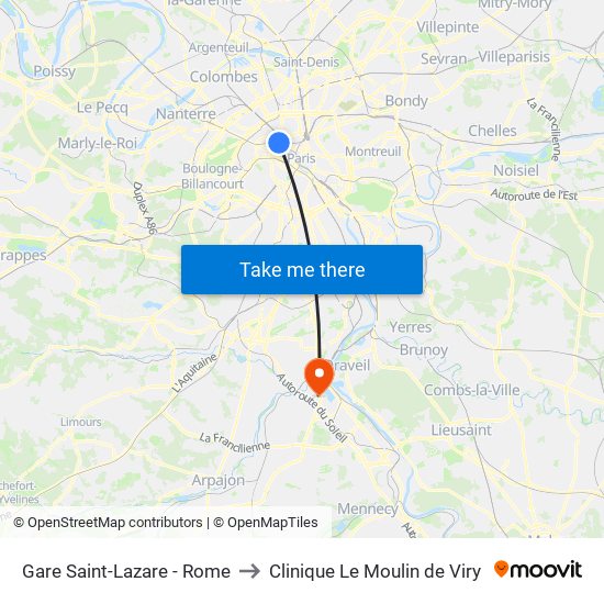 Gare Saint-Lazare - Rome to Clinique Le Moulin de Viry map