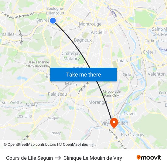 Cours de L'Ile Seguin to Clinique Le Moulin de Viry map