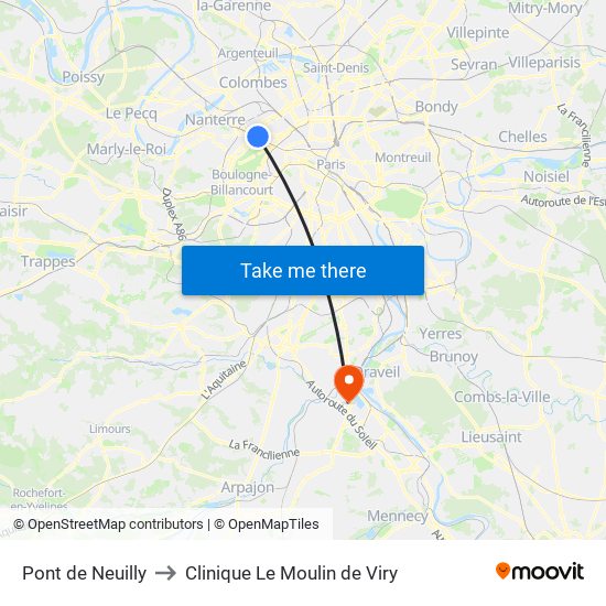 Pont de Neuilly to Clinique Le Moulin de Viry map