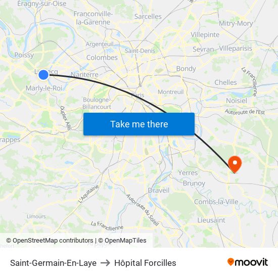 Saint-Germain-En-Laye to Hôpital Forcilles map