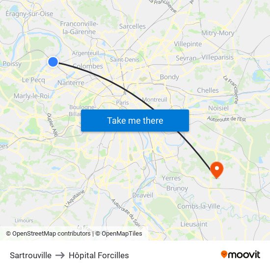 Sartrouville to Hôpital Forcilles map