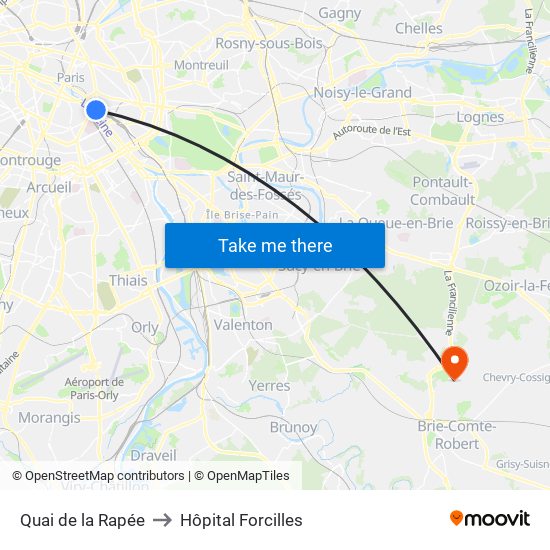 Quai de la Rapée to Hôpital Forcilles map
