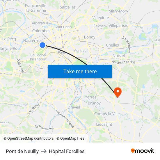 Pont de Neuilly to Hôpital Forcilles map