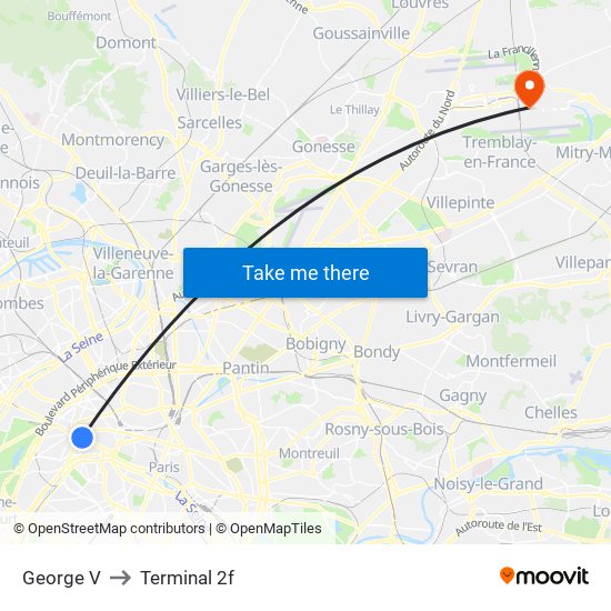 George V to Terminal 2f map