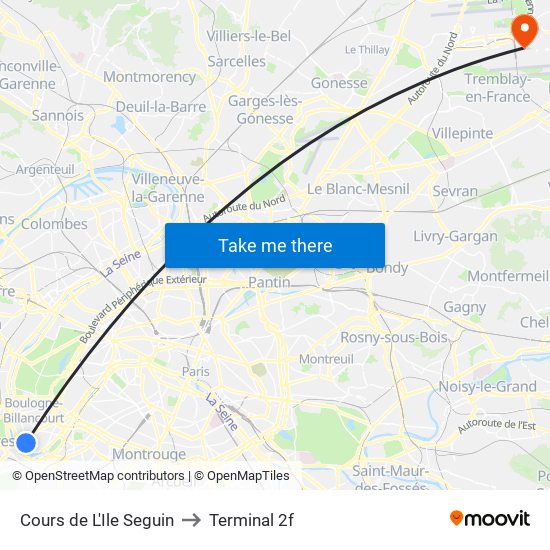 Cours de L'Ile Seguin to Terminal 2f map