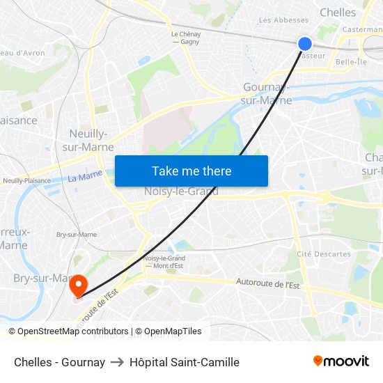 Chelles - Gournay to Hôpital Saint-Camille map