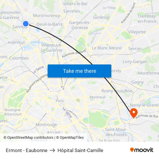 Ermont - Eaubonne to Hôpital Saint-Camille map